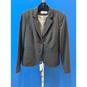 Calvin Klein Womens Charcoal Blazer Size 12 Two-Button Fully Lined Professional